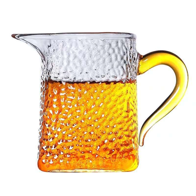 Pahar pătrat din sticlă cu textură ciocănită, borosilicată înaltă, pentru uz casnic, cu accesorii pentru turnare ceai și separator de ceai