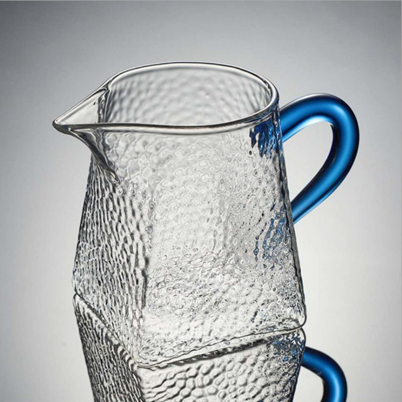Pahar pătrat din sticlă cu textură ciocănită, borosilicată înaltă, pentru uz casnic, cu accesorii pentru turnare ceai și separator de ceai