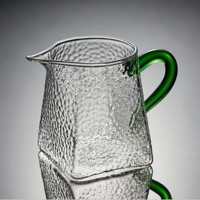 Pahar pătrat din sticlă cu textură ciocănită, borosilicată înaltă, pentru uz casnic, cu accesorii pentru turnare ceai și separator de ceai