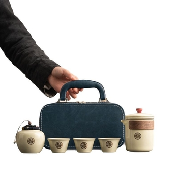 Set de ceai Jinfu ceramic pentru călătorii – lux ușor, pentru exterior și uz de afaceri, ceainic portabil