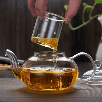 Ceainic din sticlă borosilicată, pentru încălzire pe flacără deschisă, set de ceai cu design floral pentru plită ceramică electrică