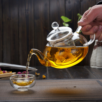 Ceainic din sticlă borosilicată, pentru încălzire pe flacără deschisă, set de ceai cu design floral pentru plită ceramică electrică