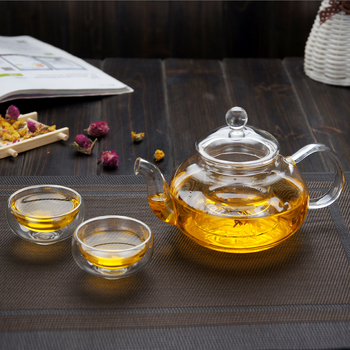 Ceainic din sticlă borosilicată, pentru încălzire pe flacără deschisă, set de ceai cu design floral pentru plită ceramică electrică