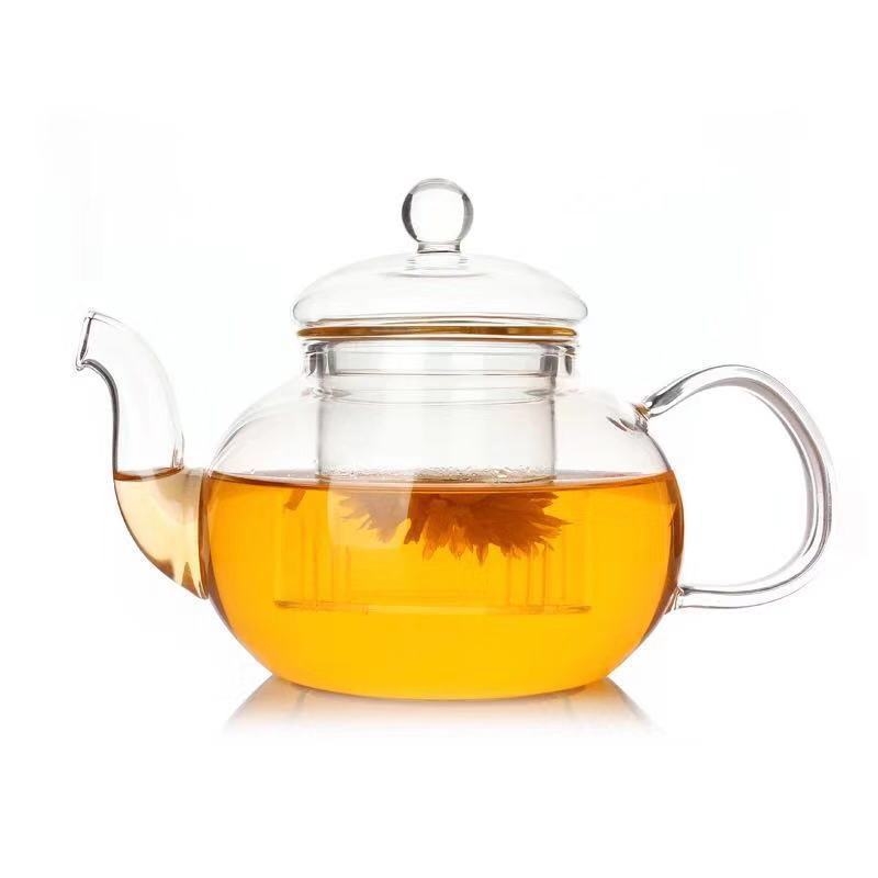 Ceainic din sticlă borosilicată, pentru încălzire pe flacără deschisă, set de ceai cu design floral pentru plită ceramică electrică