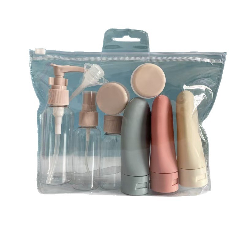 11-dijelni putni set ponovno napunljivih bočica za šampon, gel za tuširanje, losion i sprej