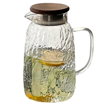 Carafă din sticlă borosilicată, cu model textură scoarță, capacitate mare, pentru uz casnic, ceai de fructe și apă
