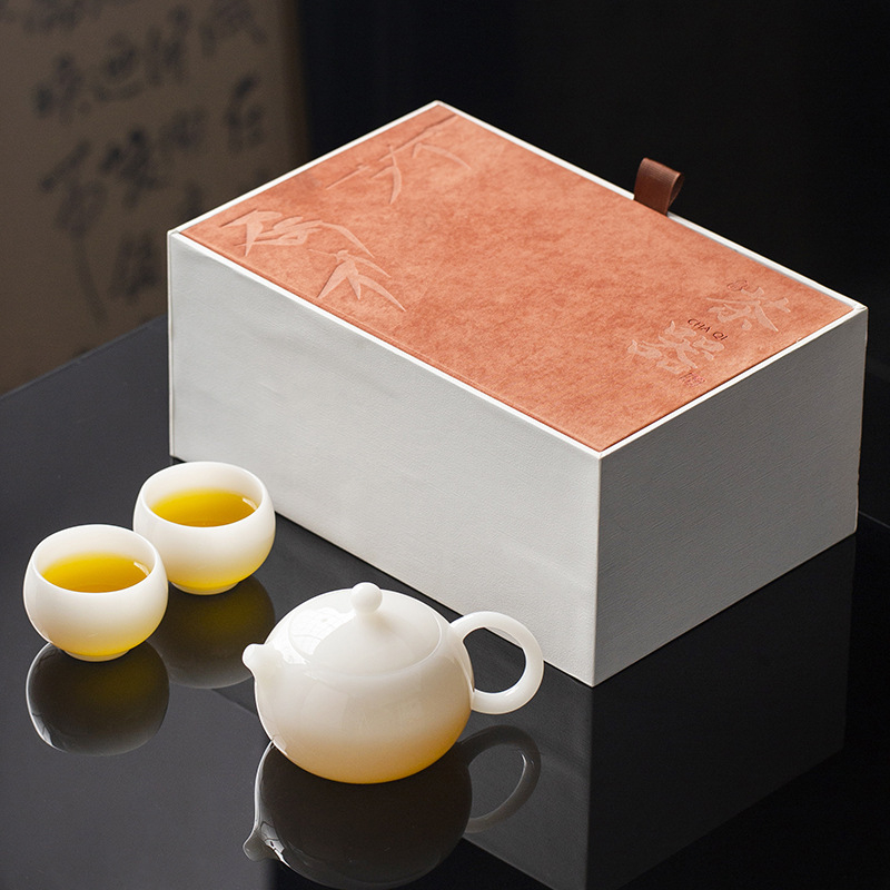 Set Gongfu de ceai din ceramică, cu un ceainic și două cești – set mic cadou