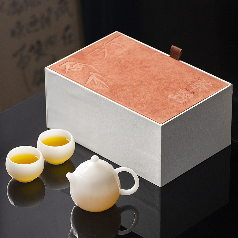 Set Gongfu de ceai din ceramică, cu un ceainic și două cești – set mic cadou