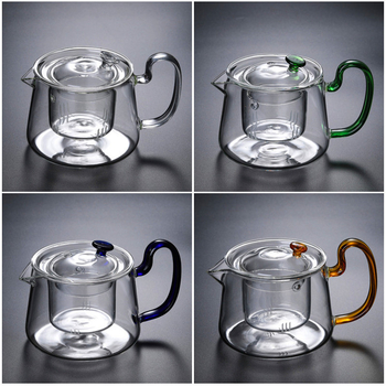 Ceainic din sticlă groasă, rezistent la temperaturi înalte, filtru transparent, compatibil cu încălzirea, set de ceai pentru uz casnic, 580 ml