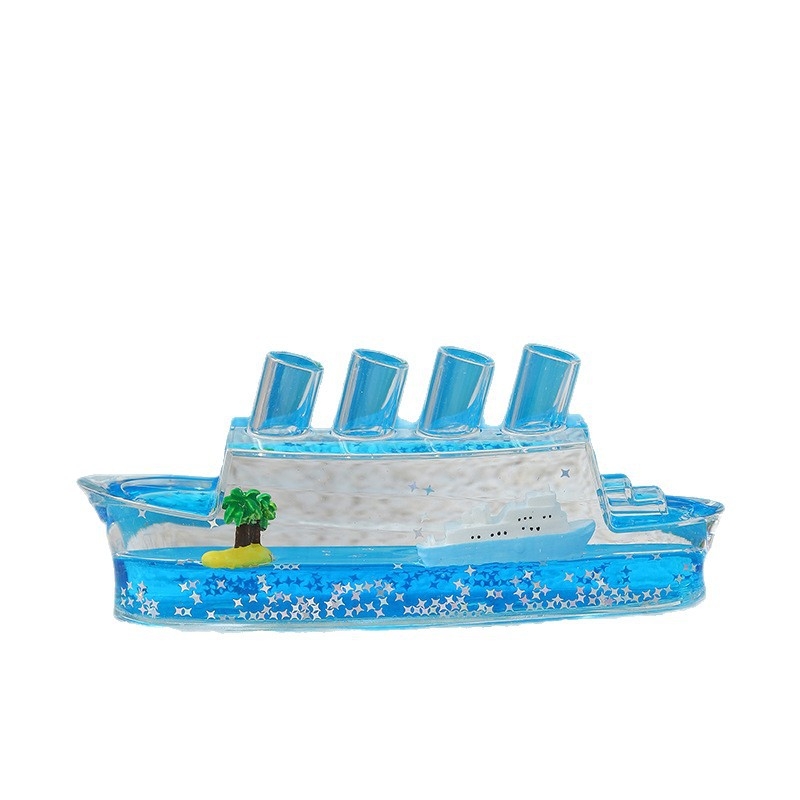 Sticlă drift acrilică cu velier și clepsidră cu picătură de ulei – ornament decorativ pentru copii