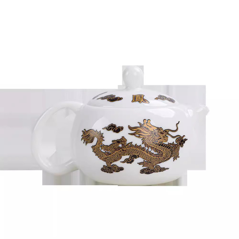 Ceainic Gongfu din porțelan alb cu motiv Xi Shi Phoenix, schimbă culoarea la apă fierbinte, set de ceai în cutie cadou, imprimare logo, semi-manual