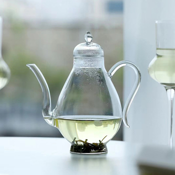 Set din sticlă cu ceainic, carafă de vin și pahare înalte, în cutie cadou, sticlă rezistentă la căldură