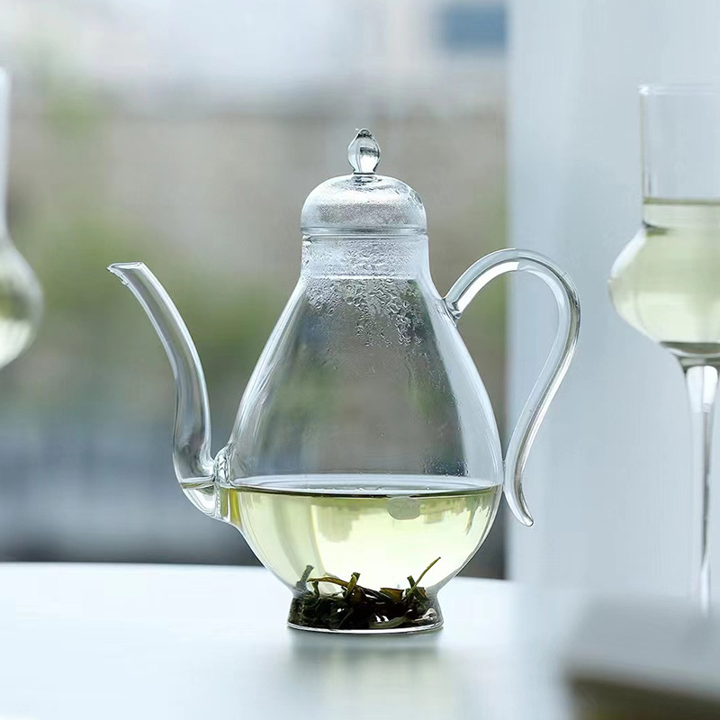 Set din sticlă cu ceainic, carafă de vin și pahare înalte, în cutie cadou, sticlă rezistentă la căldură