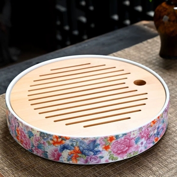 Ceainic din porțelan emailat în nuanțe pastel cu motiv floral – set Gongfu premium pentru uz casnic, cu cești