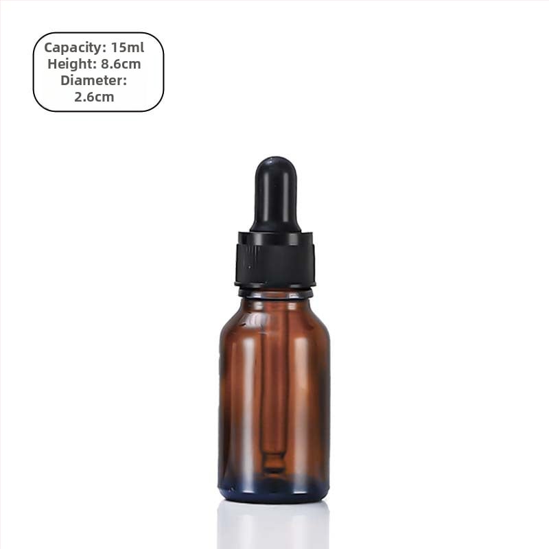Set ambrové sklenené fľaše: 5 ml fľaše na éterické oleje, 10 ml kvapkacie fľaše, 30 ml fľaše na doplnenie parfumu, 50 ml prázdne fľaše na sérum