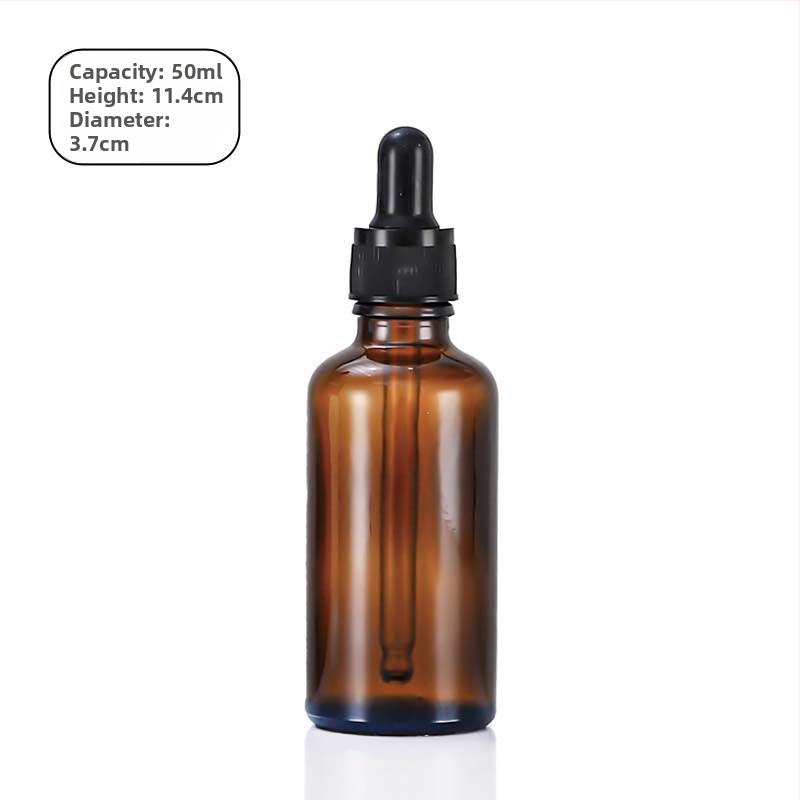 Set ambrové sklenené fľaše: 5 ml fľaše na éterické oleje, 10 ml kvapkacie fľaše, 30 ml fľaše na doplnenie parfumu, 50 ml prázdne fľaše na sérum