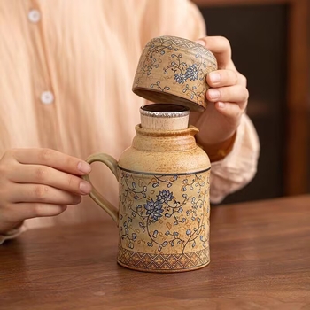 Ceainic ceramic retro, capacitate mare, pentru casă și birou – set ceainic și ceașcă de ceai