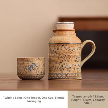 Ceainic ceramic retro, capacitate mare, pentru casă și birou – set ceainic și ceașcă de ceai