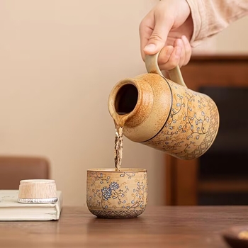 Ceainic ceramic retro, capacitate mare, pentru casă și birou – set ceainic și ceașcă de ceai