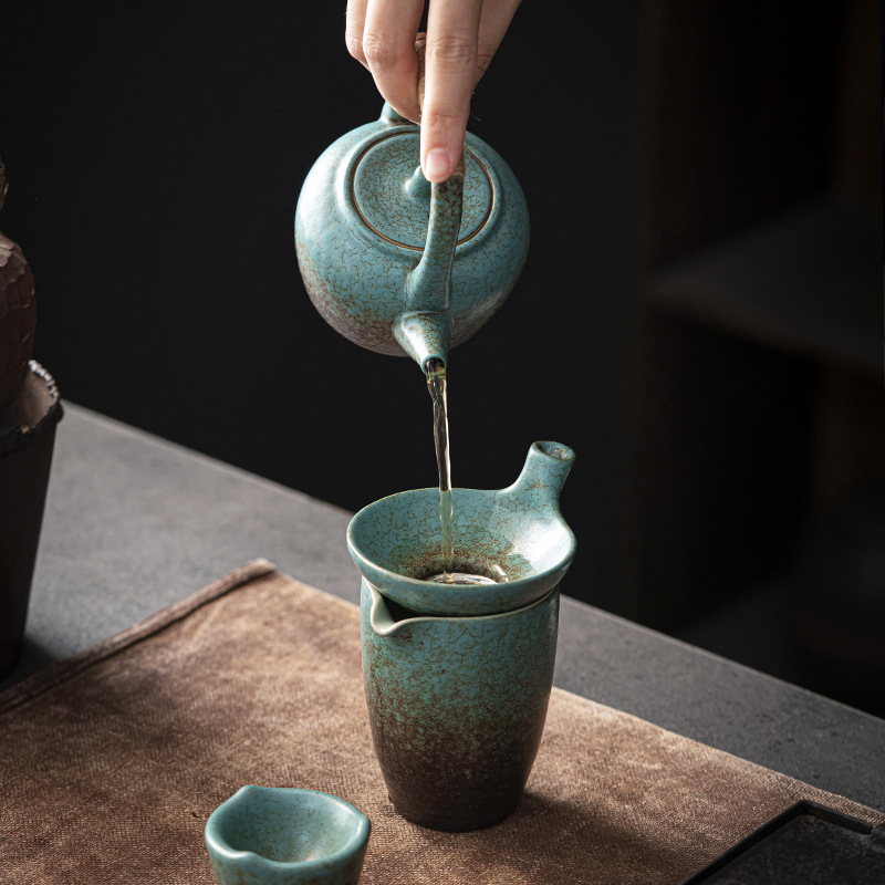 Set ceai ceramic Kung Fu în stil japonez, cu logo personalizabil, în cutie cadou
