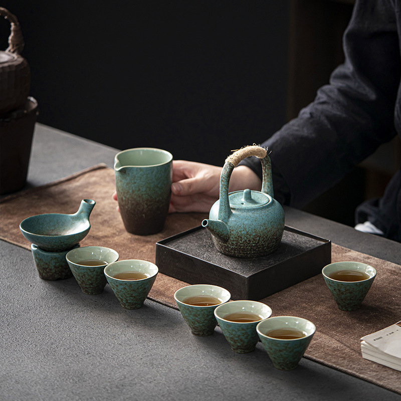 Set ceai ceramic Kung Fu în stil japonez, cu logo personalizabil, în cutie cadou
