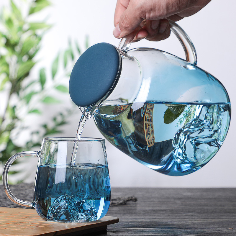Ceainic din sticlă borosilicată, capac mare, capac din silicon, design modern, pentru uz casnic