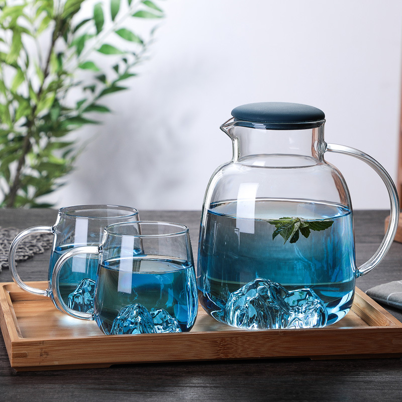Ceainic din sticlă borosilicată, capac mare, capac din silicon, design modern, pentru uz casnic