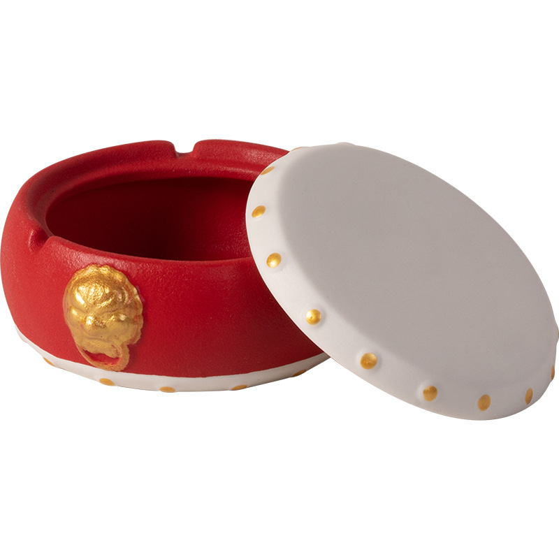 Set de ceremonii ceaiului cu tambur roșu creativ – Șase Domni ai Ceremoniei Ceaiului: recipiente pentru ceai, borcan de ceai cu capac și scrumieră