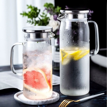 Carafă de sticlă pentru suc, rezistentă la temperaturi înalte, cu capacitate mare și infuzor de lămâie