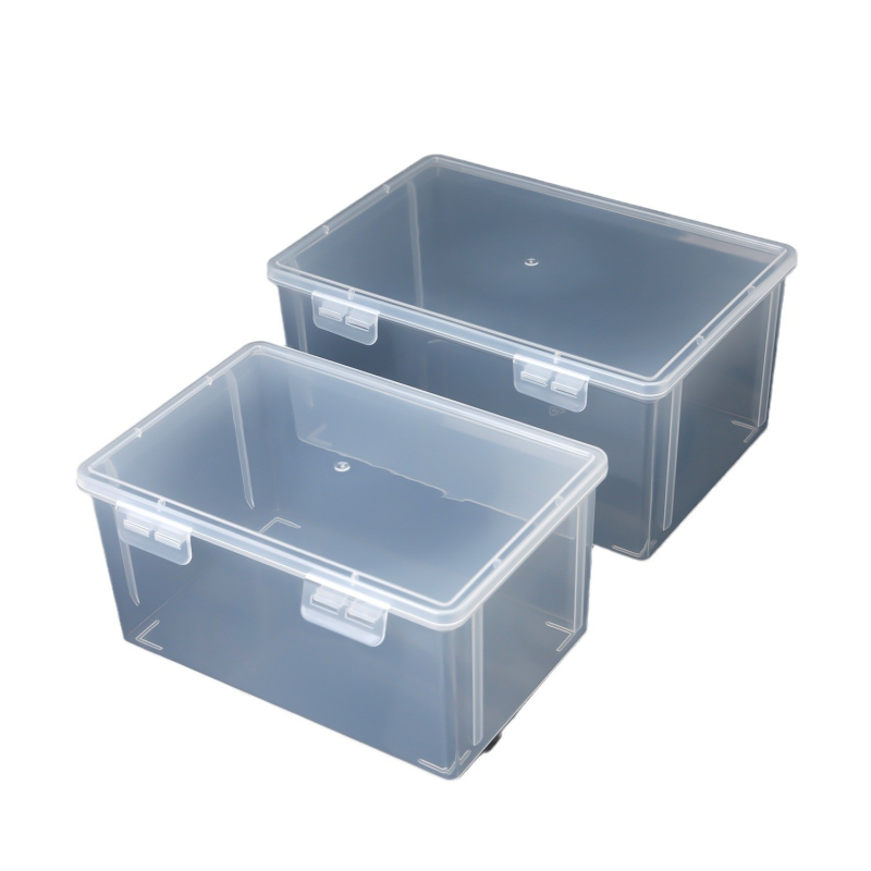 Cutie de depozitare PP transparentă, rezistentă la praf, înaltă, din plastic, pentru birou, fișiere, bijuterii și manichiură