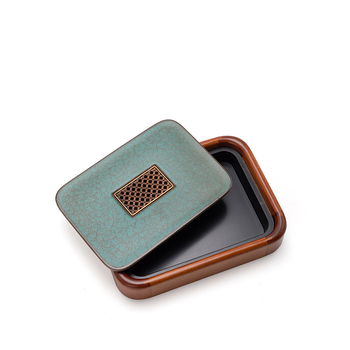 Tavă pentru ceai din lemn cu rezervor de apă, stil japonez, tavă compactă pentru infuzare uscată și set de ceai – design retro lux