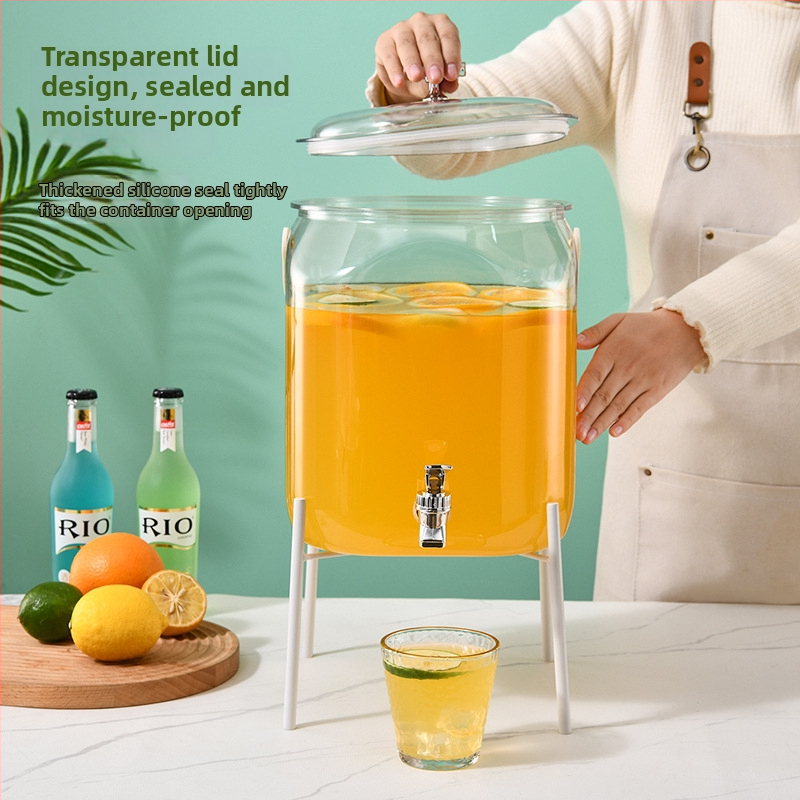 Noul recipient portabil pentru băuturi reci, cu robinet, transparent, pătrat, pentru lămâie, fructe, lapte și ceai