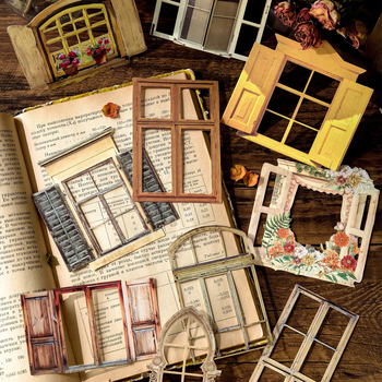 Stickere din seria Window Dream, Yu Xian — stil retro european, ferestre 3D decupate pentru decor DIY jurnal (10 buc.)
