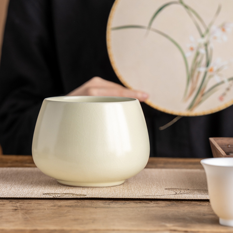 Vas ceramic Ru Kiln pentru spălarea ceaiului – accesorii ceremoniei de ceai, în stil retro