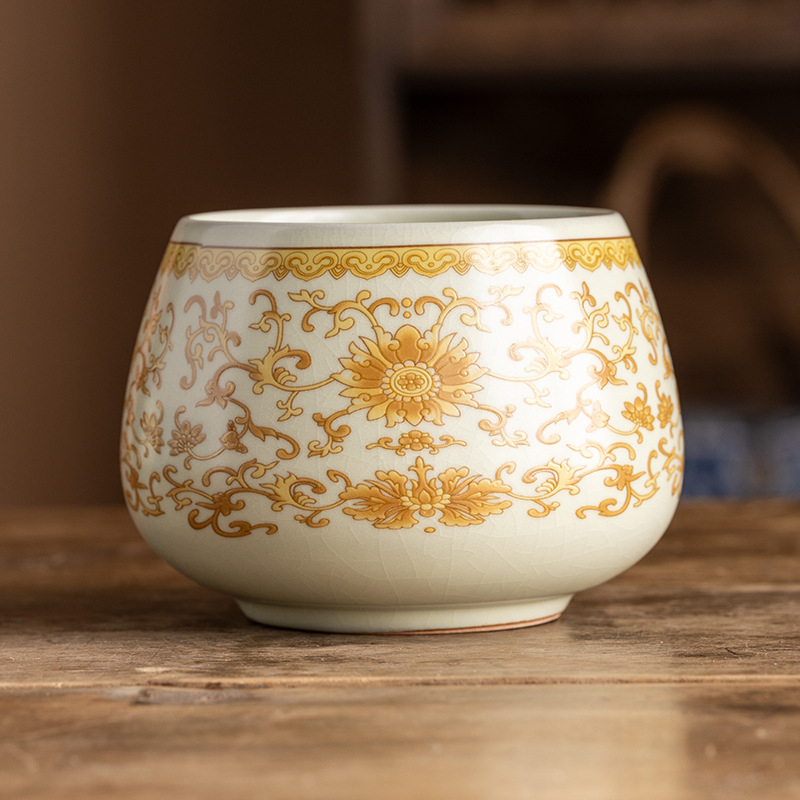 Vas ceramic Ru Kiln pentru spălarea ceaiului – accesorii ceremoniei de ceai, în stil retro
