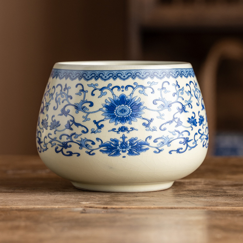 Vas ceramic Ru Kiln pentru spălarea ceaiului – accesorii ceremoniei de ceai, în stil retro