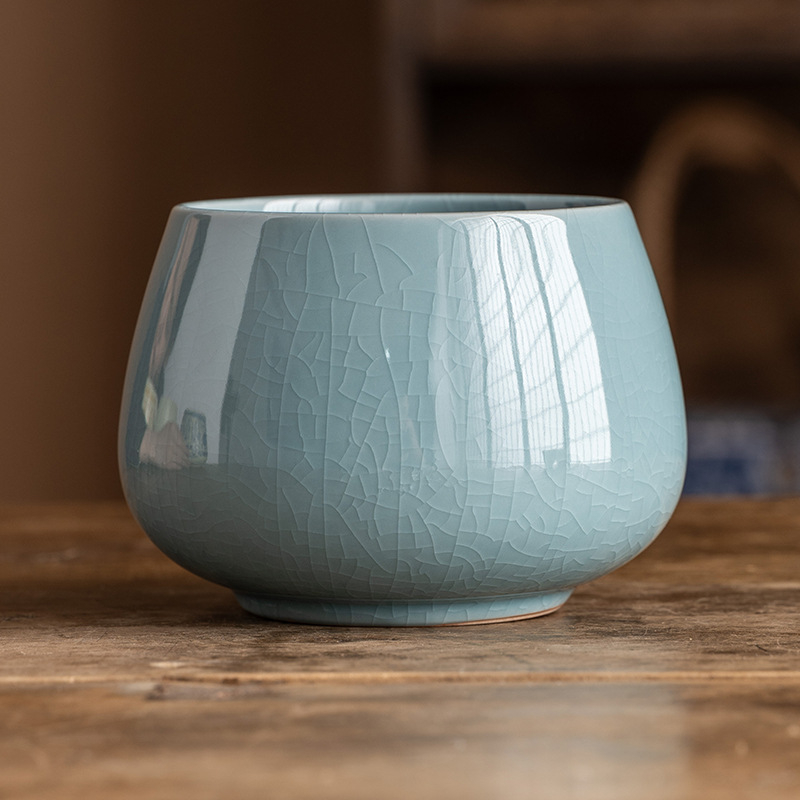 Vas ceramic Ru Kiln pentru spălarea ceaiului – accesorii ceremoniei de ceai, în stil retro