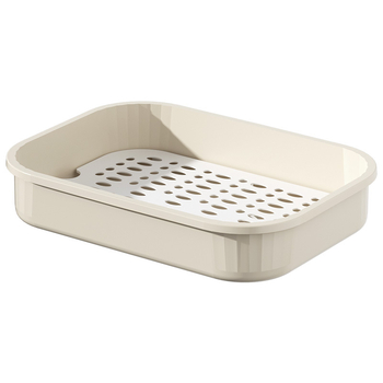 Tavă dreptunghiulară din plastic, cu două etaje, pentru scurgerea ceaiului și a apei