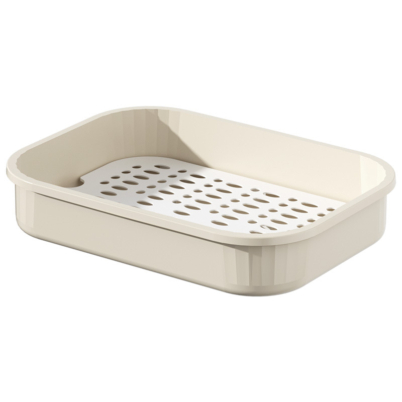 Tavă dreptunghiulară din plastic, cu două etaje, pentru scurgerea ceaiului și a apei