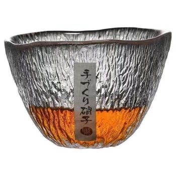 Ceșă de ceai din sticlă în stil japonez, cu textură ciocănită, mică ceașcă de maestru, cească de saké japoneză, set de ceai Kung Fu, ceașcă cu o picătură de ploaie, design minimalist japonez