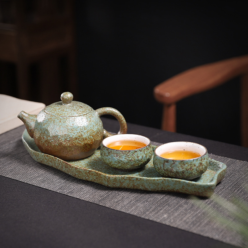 Tavă ceramică de ceai în stil japonez cu rezervor de apă, formă dreptunghiulară, pentru uz casnic