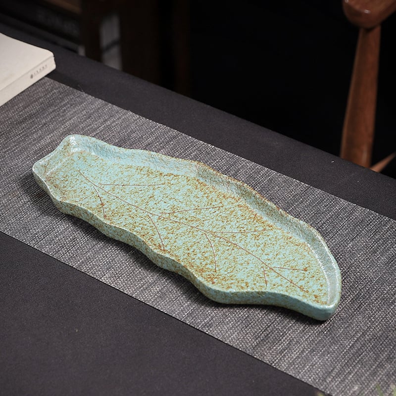 Tavă ceramică de ceai în stil japonez cu rezervor de apă, formă dreptunghiulară, pentru uz casnic