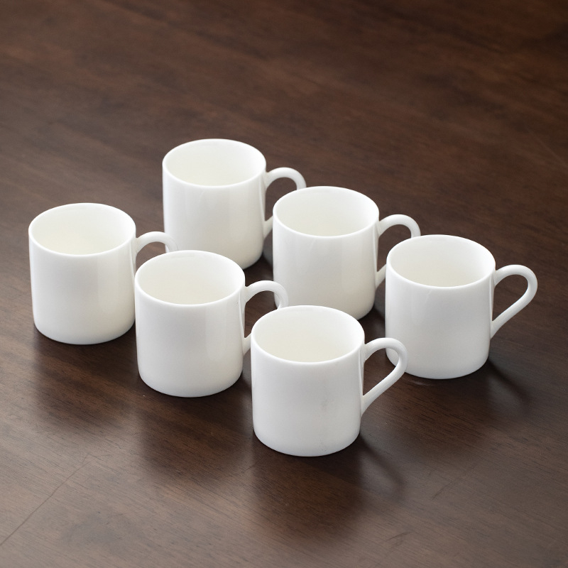 Cească de ceai din porțelan alb cu mâner, set de ceai Kung Fu din ceramică, protecție anti-arzire, mică cană de apă, pentru casă și birou