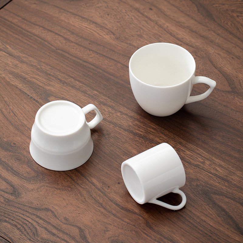 Cească de ceai din porțelan alb cu mâner, set de ceai Kung Fu din ceramică, protecție anti-arzire, mică cană de apă, pentru casă și birou