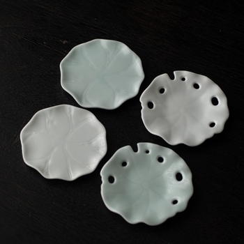 Suport ceramic pentru ceai cu frunză de lotus, bază izolatoare pentru ceașcă, accesoriu pentru ceremonia Kung Fu ceaiului