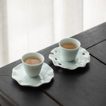Suport ceramic pentru ceai cu frunză de lotus, bază izolatoare pentru ceașcă, accesoriu pentru ceremonia Kung Fu ceaiului
