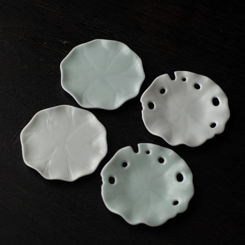 Suport ceramic pentru ceai cu frunză de lotus, bază izolatoare pentru ceașcă, accesoriu pentru ceremonia Kung Fu ceaiului