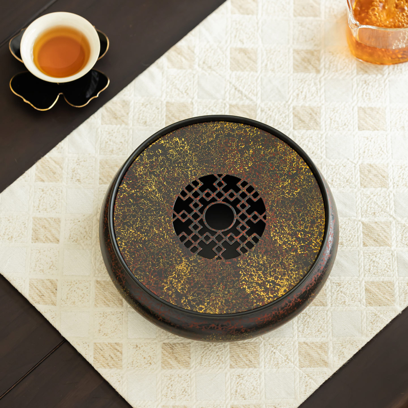 Tăviță de ceai cu rezervor de apă, lacuită, în stil japonez, set Gongfu de ceai