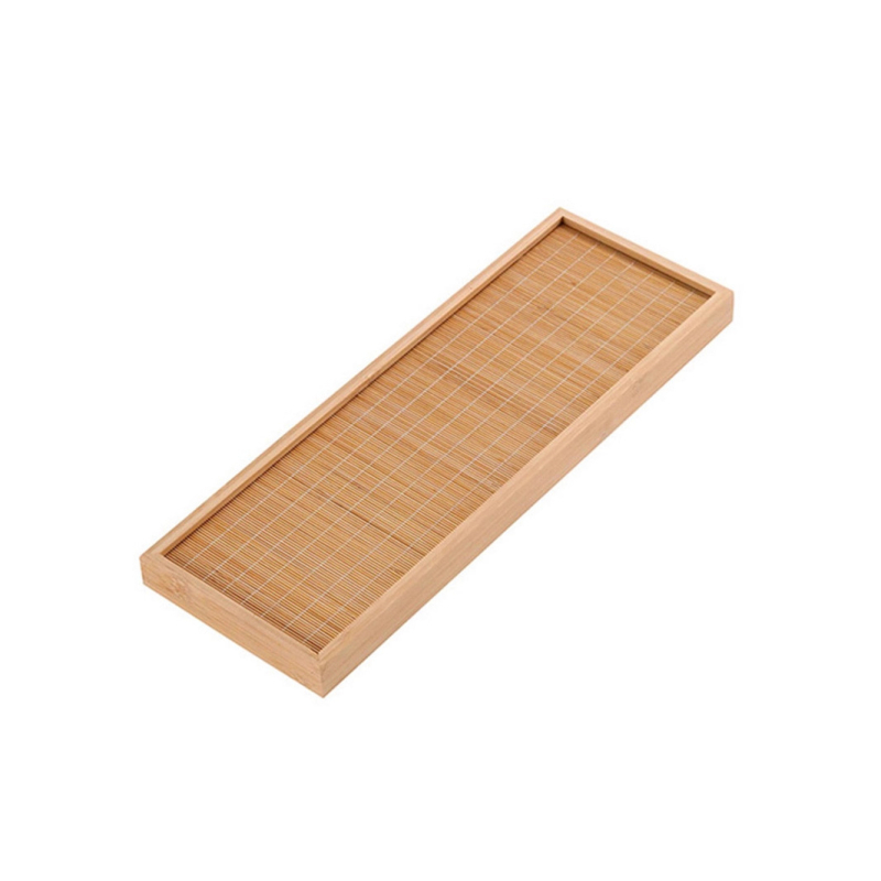 Tavă de ceai din bambus, lucrată manual, cu suport pentru cești și farfurioare, tavă de depozitare, design minimalist pentru casă