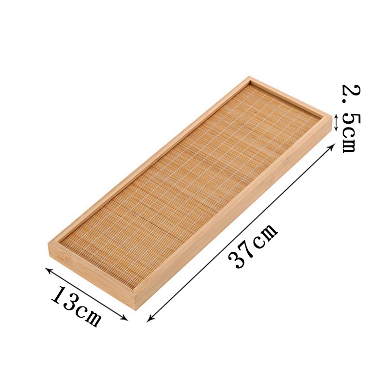 Tavă de ceai din bambus, lucrată manual, cu suport pentru cești și farfurioare, tavă de depozitare, design minimalist pentru casă